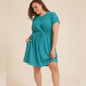 Maurices 24/7 Teal Blue Textured Knit Dress – Size 1X Office Church Casual Cozy